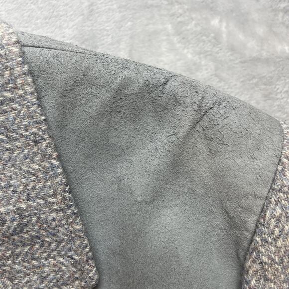 Vtg Pendleton Western Blazer Mens 50 Tall Gray Wool Tweed Suede Elbow Patches - Picture 13 of 16